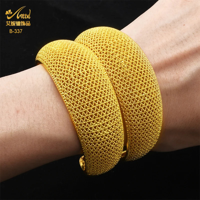 Bangle ANIID Dubai 24k Golden Cuff Bangles para Mulheres Africano Luxo Charme Pulseira Bangles Nigeriano Casamento Banhado Jóias Presentes 231109