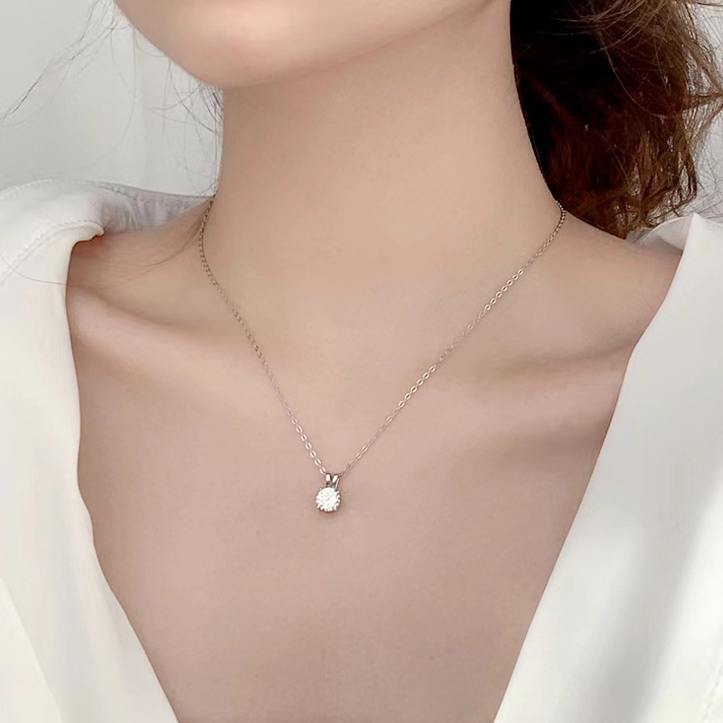 Véritable Moissanite 925 en argent sterling 0.5-3CT classique 4 griffes pendentif collier de luxe de fiançailles de mariage pour les femmes filles cadeau D couleur VS1