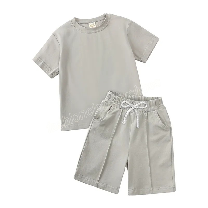 Summer Infant Kids Ensemble de vêtements courts pour filles Garçons Vêtements Tenues vierges Top à manches courtes Shorts / set Costume pour tout-petits Boutique