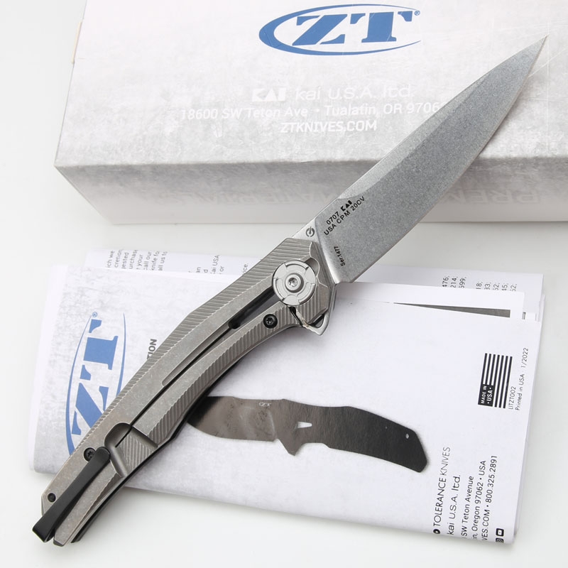 0707CF Flipper Składanie noża 20CV Stone Wash Blade Ball Bull Bull Szybki otwarty EDC Pocket Gift Folder z pudełkiem detalicznym