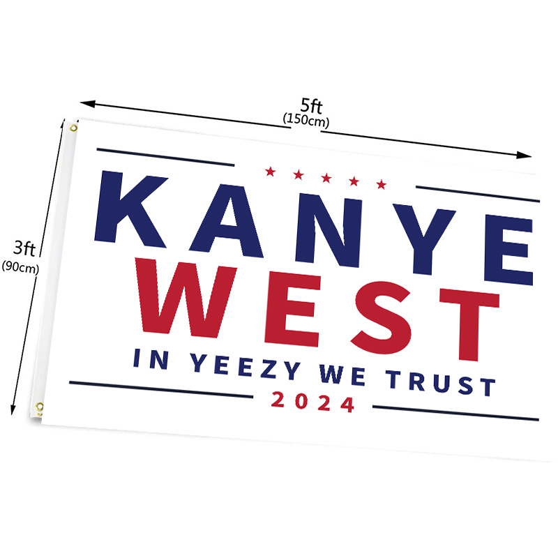 Drapeau de l'élection du président américain en polyester, bannière bleue et noire, drapeaux de vote des États-Unis, Kanye Trump Taylor, 90x150cm, 2024