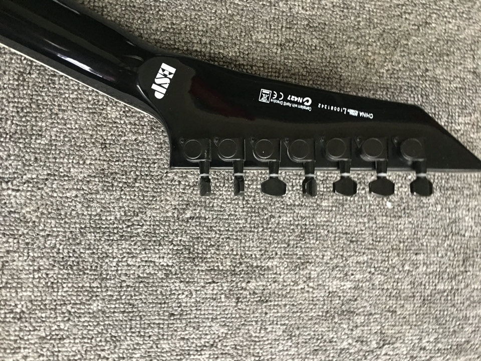 Custom 7 string black electric guitar in black color Floyd rose guitar ebony fretboard in stock