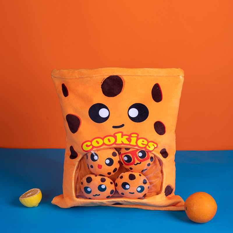 Cuddly Pudding Bag Candy Bag Peluche Mini Boules de Cookie Puff Newt Axolotl Jaune Canard Bleu Jaune Chats Nourriture En Peluche Oreiller LT0043