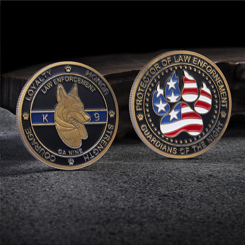 Arts and Crafts American dwustronne lakierowane psie solidne metalowy metalowy medal