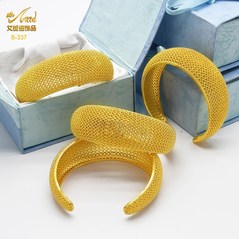 Bangle ANIID Dubai 24k Golden Cuff Bangles para Mulheres Africano Luxo Charme Pulseira Bangles Nigeriano Casamento Banhado Jóias Presentes 231109