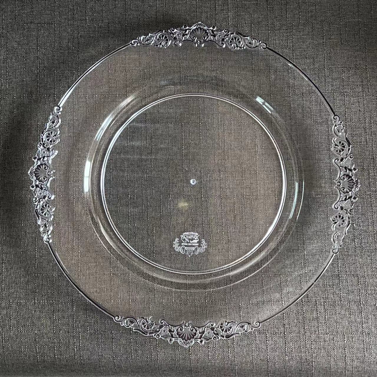 decoration R13 pouces cristal chargeur plaque en plastique décoratif assiette de Service or argent dîner servant de mariage décor Table Place Settin 777