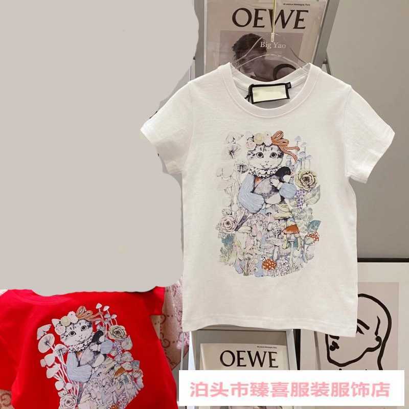 Luxury Designer's nieuwe heren- en dames kortheve sportkleding set shirt chaopai familie cartoon t-shirt losse korte mouw paar ouder-kind stijl doos