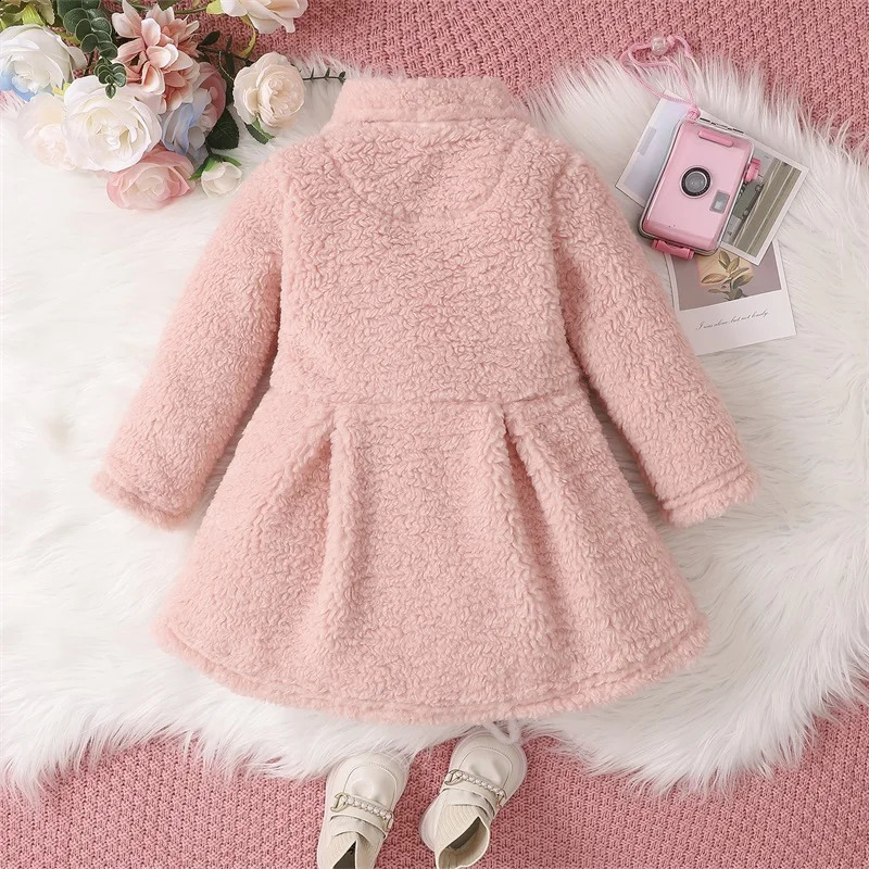 Jackets ma baby 1 6Y Toddler Kids Baby Girls Winter Coat Solid Color Long Sleeve Plush Jacket Children Fall Spring Outwear Clothing D05 231109