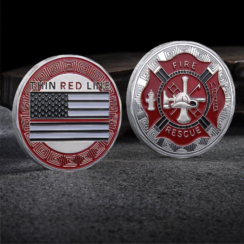 アートアンドクラフトアメリカンファイアレスキュー記念コイン英雄的な消防士名誉バッジ