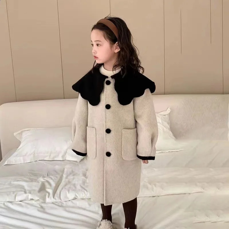 Cappotto Ragazze Bambini Giacca di lana Soprabito 2023 Elegante caldo addensare cotone invernale antivento Taglie forti Abbigliamento bambini 231109