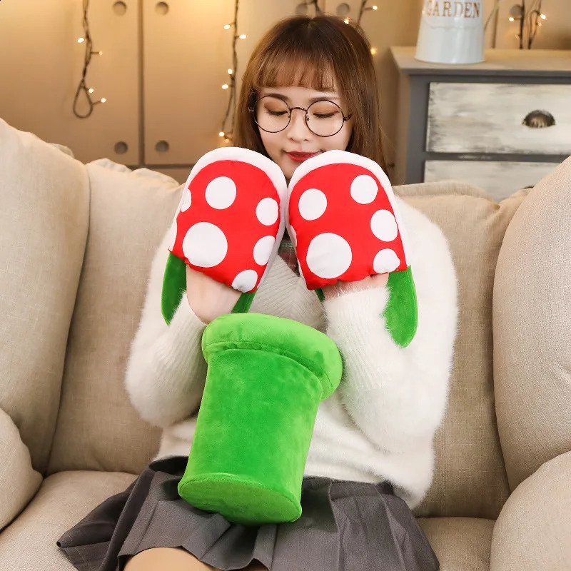 Slippers Super Bros Slippers Piranha Decoration Flower Cosplay Shoes Autumn Winter Plush Slipper Christmas moda praia Gift Wholesale 231109