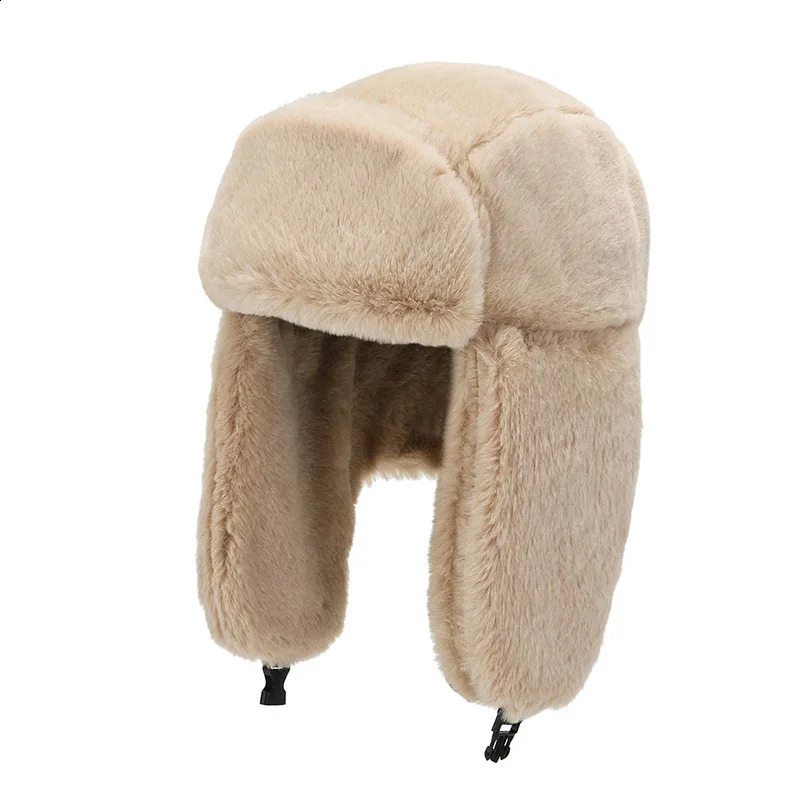 Ear Muffs Winter Cycling Ski Hat Warm Earmuffs Thicken Plush Ear-flapped Hat For Men and Women Faux Fur Windproof Cap Russian Bomber Hat 231109