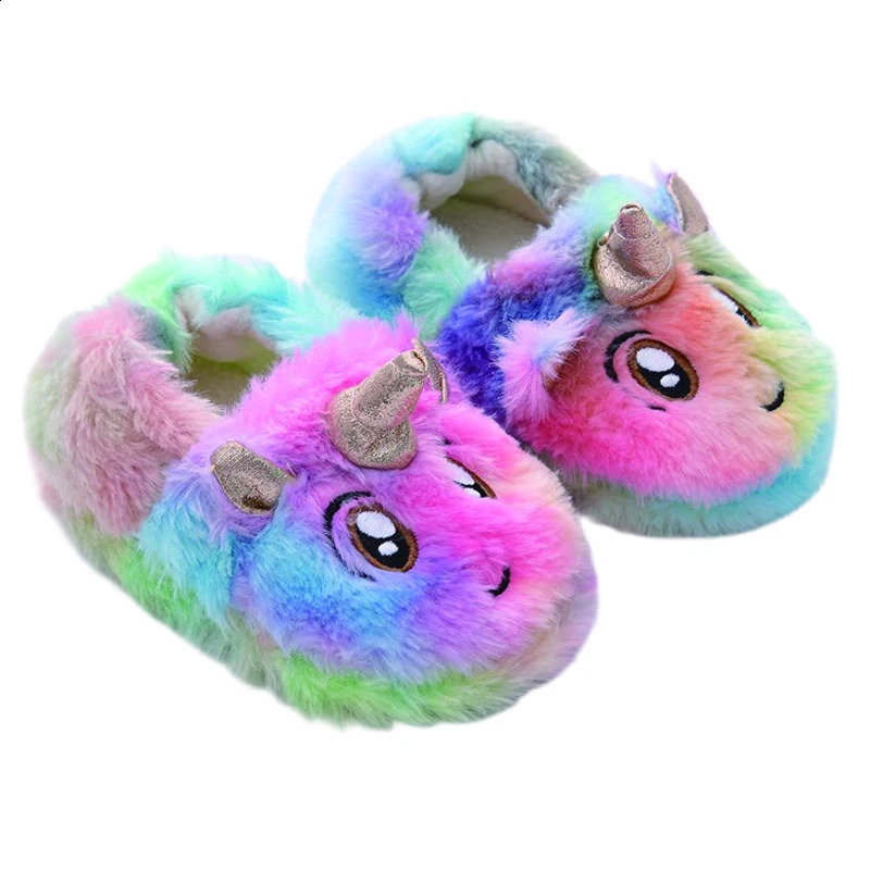 Slipper Fashion Toddler Girls Slippers for Winter Boy Plush Warm Cartoon Animal Children Home Shoes Little Kid House Footwear Baby Items 231109