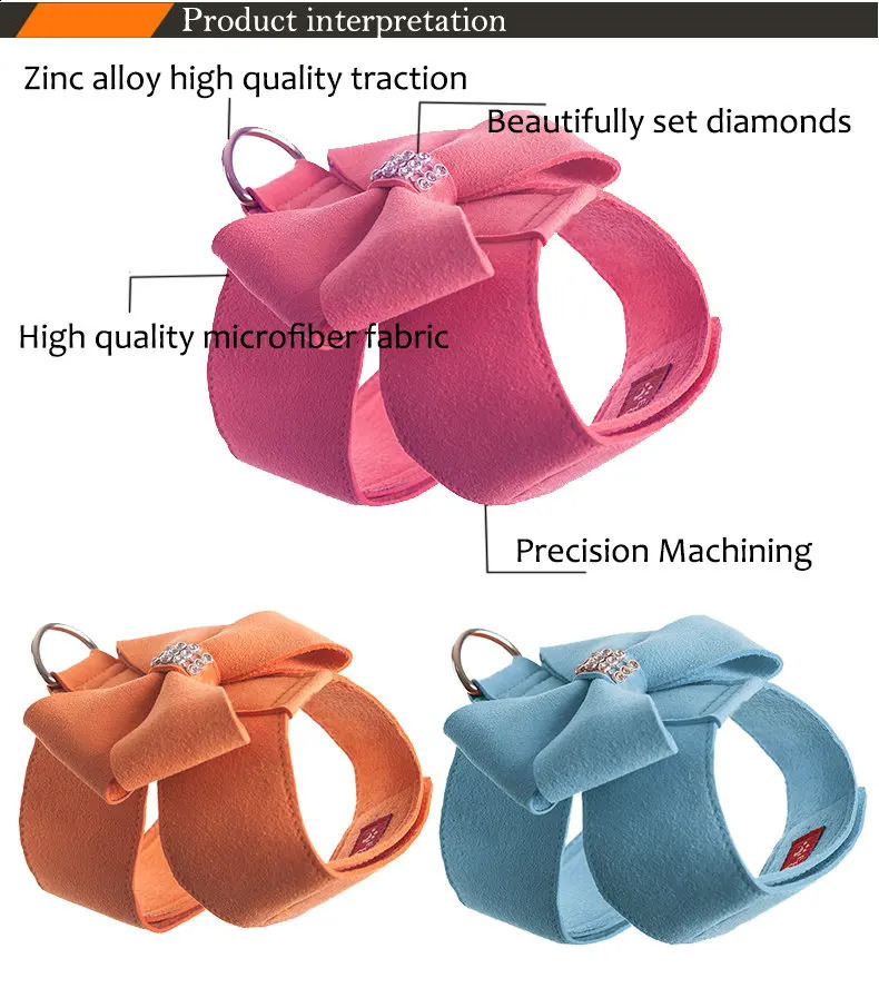 Collares para perros Correas Arnés para perros pequeños Collar con correa Arnés para perros de cuero de gamuza suave para cachorros Chihuahua Yorkie Arnés lindo para mascotas con lazo de correa XL 231110