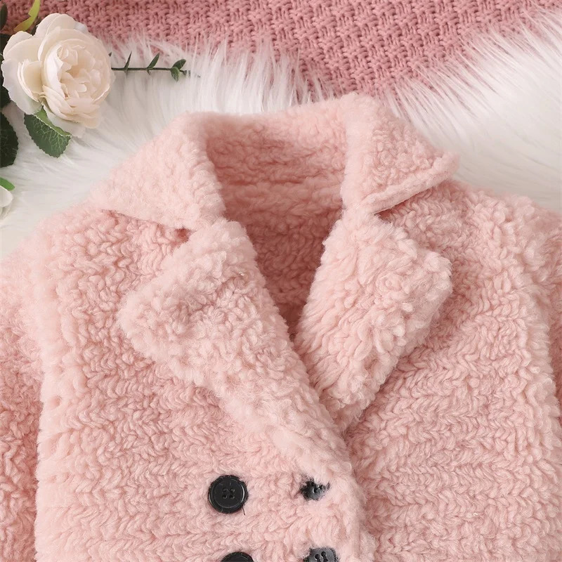 Jackets ma baby 1 6Y Toddler Kids Baby Girls Winter Coat Solid Color Long Sleeve Plush Jacket Children Fall Spring Outwear Clothing D05 231109