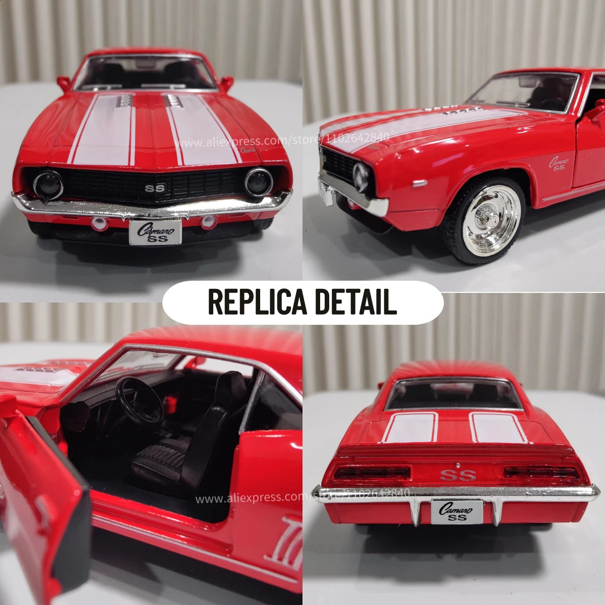 Modello di aereo 1/36 Modello di auto Camaro SS 1969 Scala in metallo pressofuso Replica Casa Arte in miniatura Veicolo Hobby Decorazione Kid Boy Toy 231109