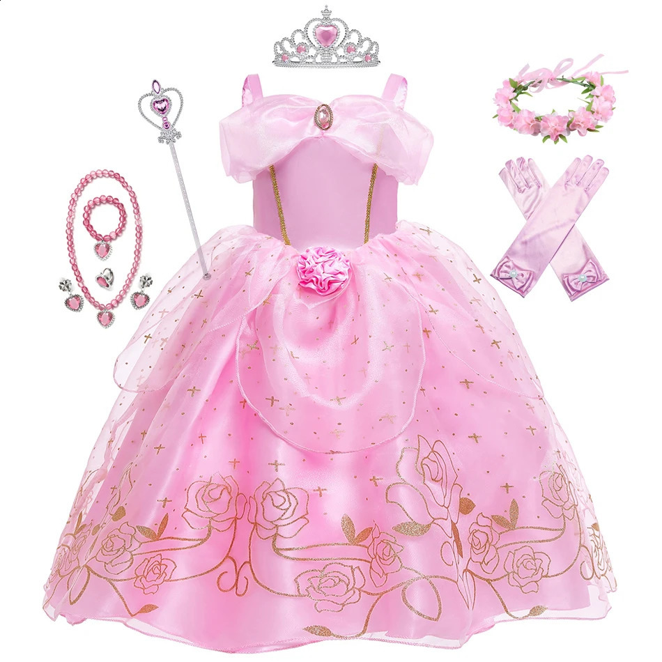 Robes de fille Enfant Princesse Robe Fille Été Fantaisie Fête Vêtements Filles Aurora Raiponce Belle au Bois Dormant Carnaval Costume 231109