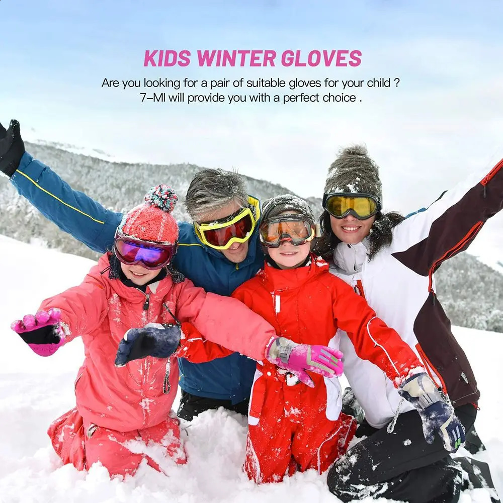 Ski Gloves Winter Waterproof Warm Kids Boys Girls Children Mittens Snow Outdoor 231109