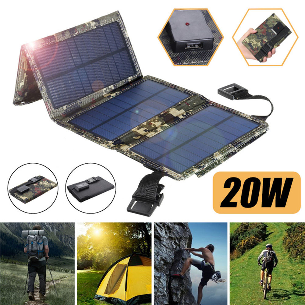 20W 태양 접이식 가방 8W 5V USB 실외 휴대 전화 휴대용 태양열 충전기 충전 보드