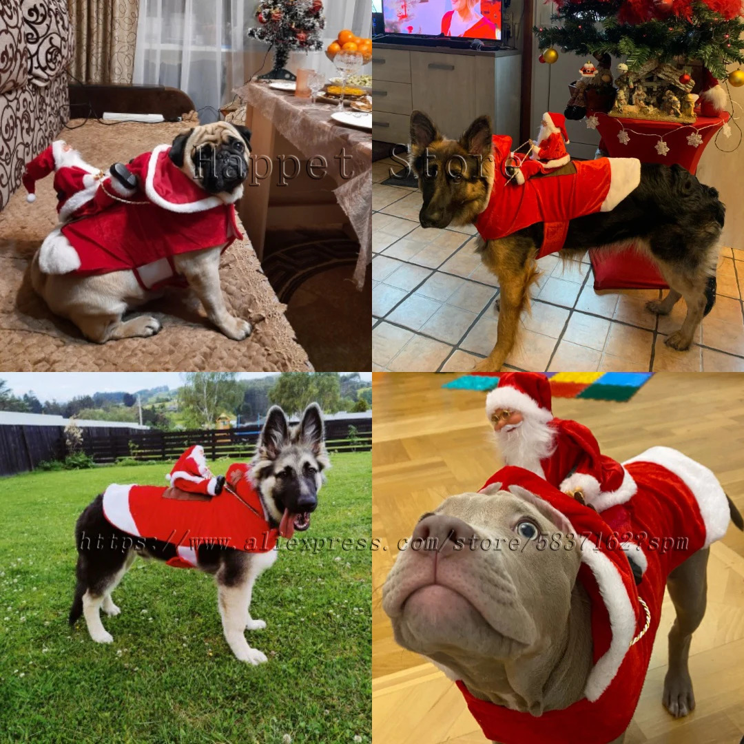 Ropa para perros Perro Navidad Ropa para mascotas Papá Noel montando un ciervo Chaqueta Abrigo Mascotas Ropa navideña para perros Disfraces para perros grandes o perros pequeños 231110