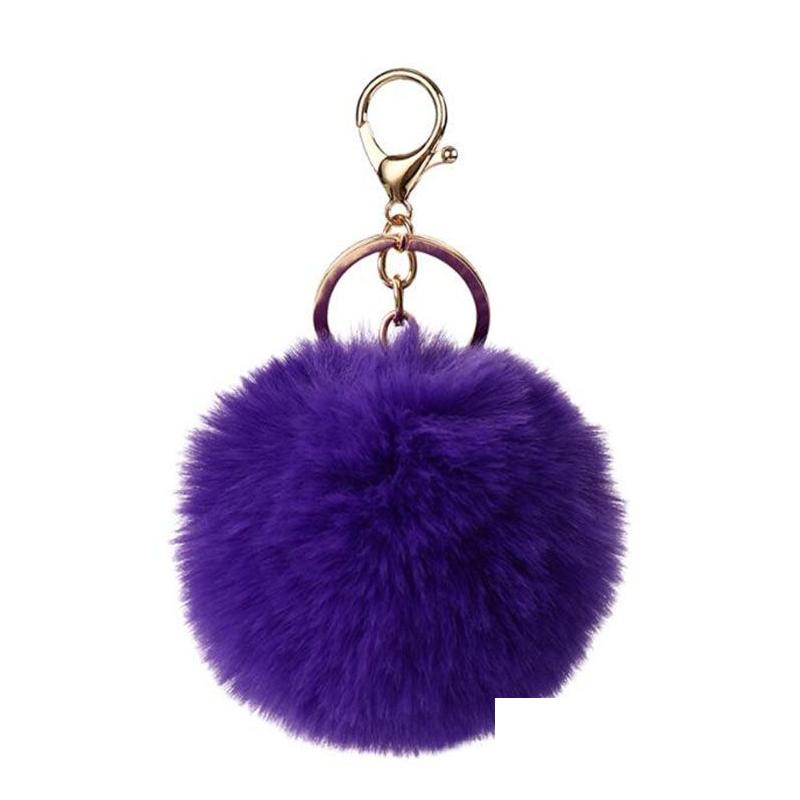 Klasyna smyczy 16 kolorów 8cm puszysty Faux Rabbit Fur Ball Kobiet Dziewczęce Torba szkoła samochodowa