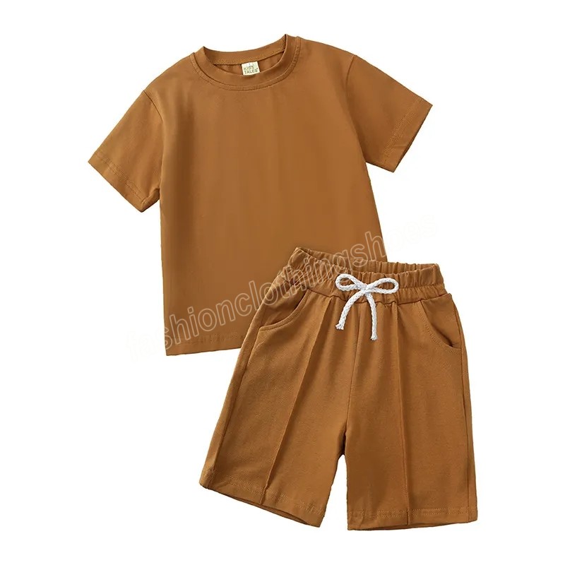 Summer Infant Kids Ensemble de vêtements courts pour filles Garçons Vêtements Tenues vierges Top à manches courtes Shorts / set Costume pour tout-petits Boutique