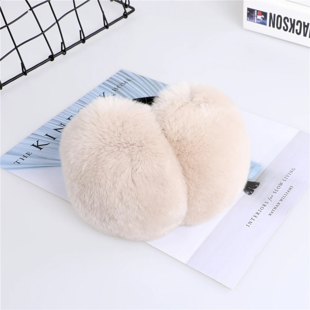 Ear Muffs Natural 100% Rex Rabbit Fur Earmuff Women's Autumn and Winter Warm Earmuffs Ear Cover Ear Warmer Ear Muffs Winter Leather Band 231109