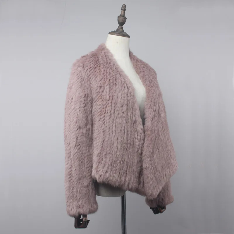 Femmes Fourrure Fausse Fourrure Véritable Fourrure De Lapin Tricot Cardigan Manteau Veste Naturel Fait À La Main Col Irrégulier Pardessus Fourrure De Lapin Tricoté Manteaux Gilet 231109