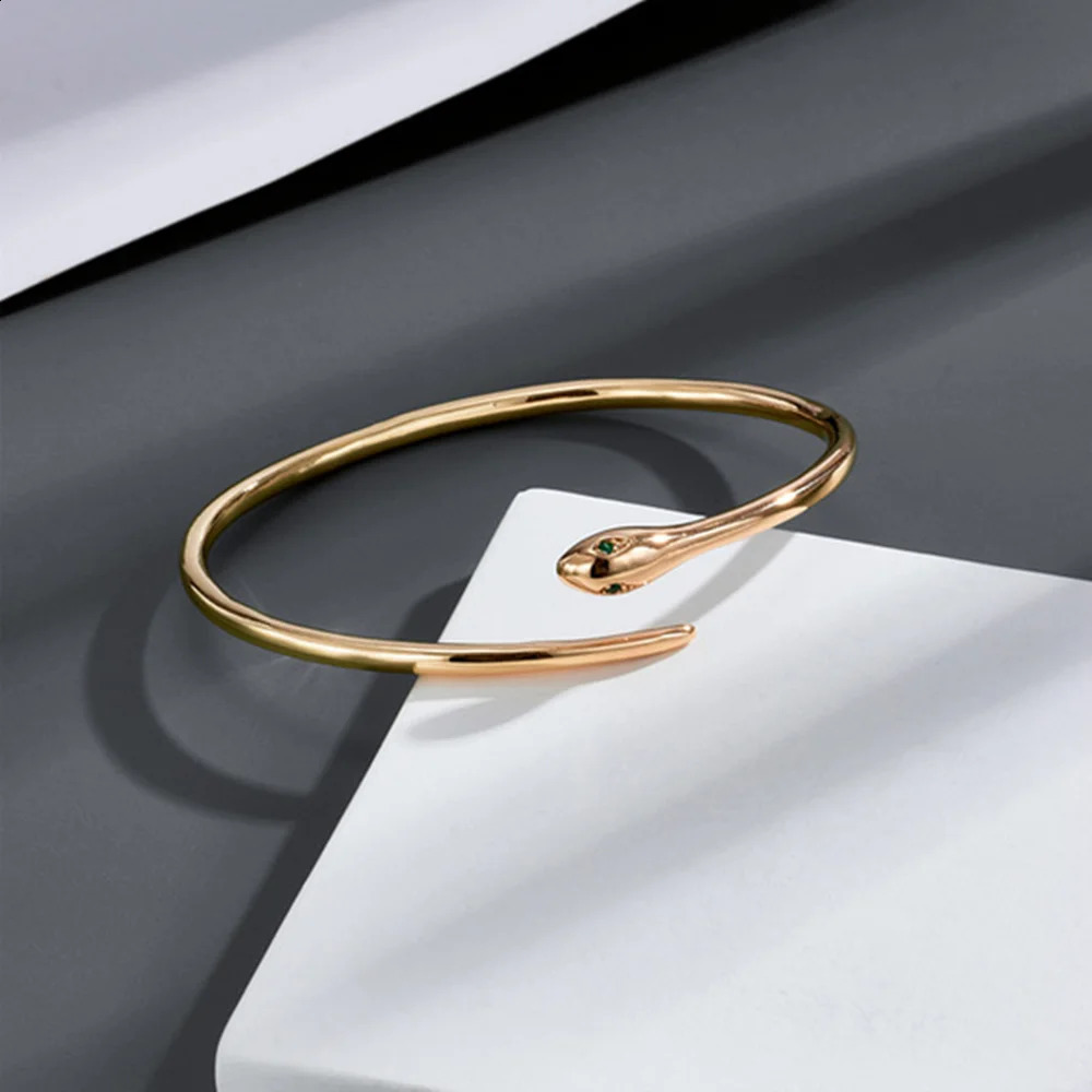 Bangle Prosta modna bransoletka miedziana w kształcie węża otwierająca regulowana złote retro węża bransoletki mężczyźni biżuteria osobowość 231109