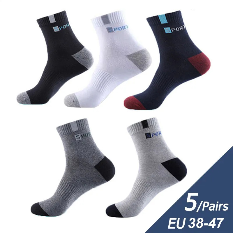 Sports Socks 5 Par Bambu Fiber Autumn Winter Men Socks Breattable Cotton Sports Sock Breattable Deodorant Business Socks Plus Size 38-47 231109