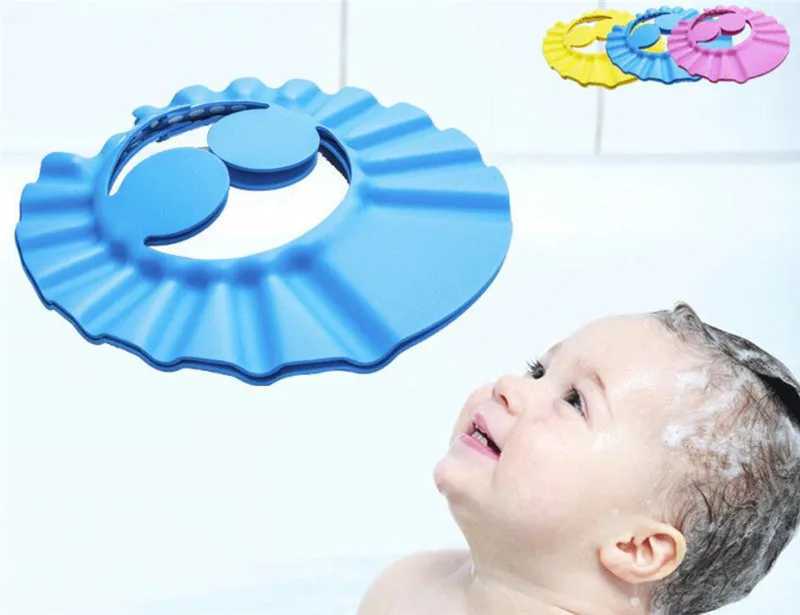 Shower Caps Safe Shampoo Shower Bathing Bath Protect Soft Cap Hat For Baby Wash Hair Shield Bebes Children Bathing Shower Cap Hat KidsL231118