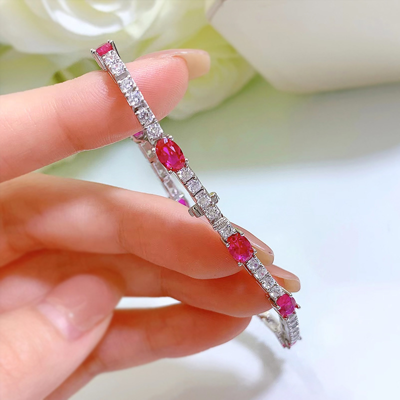 Модный браслет Ruby Diamond Brangle 100% Реал 925 Серебряные свадебные браслеты для женщин для свадебной вечеринки ювелирные изделия