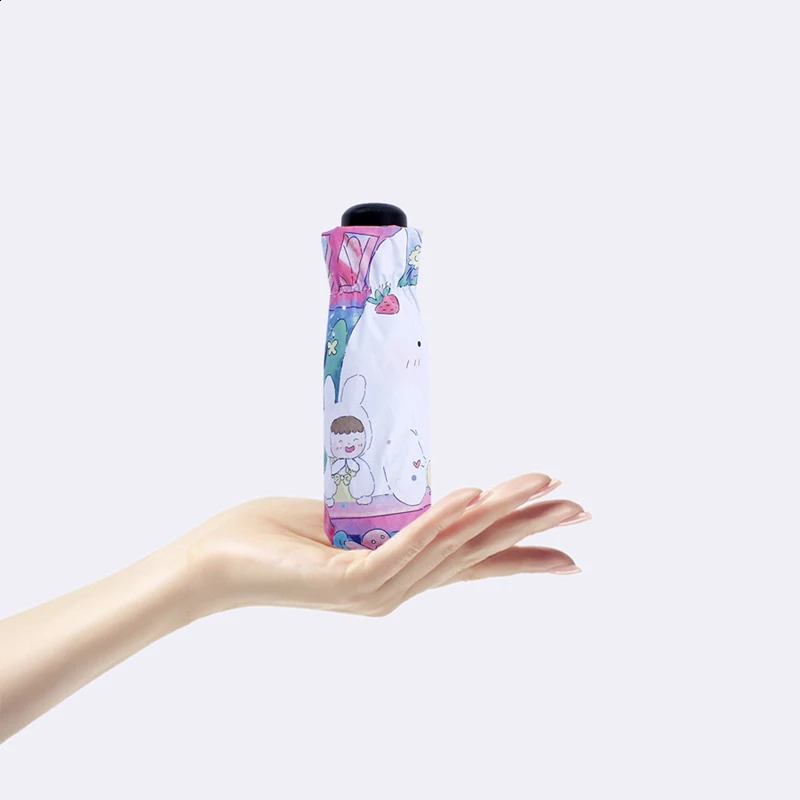 우산 만화 동물 우산 어린이 소녀 소녀 소년 디지털 인쇄 접이식 우산 UV 보호 선샤이드 우산 선물 231109
