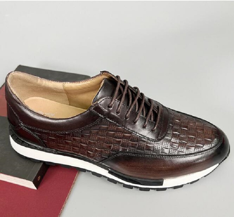 High-end masculino primeira camada de couro padrão de crocodilo tendência esportes rendas sapatos de couro negócios sapatos casuais tamanho grande 46 10a45