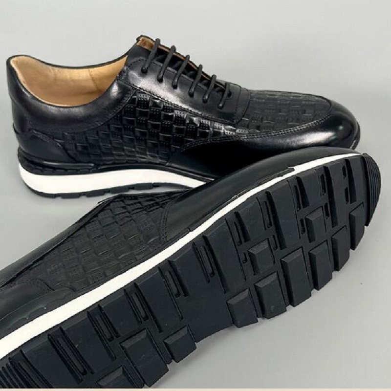 High-end masculino primeira camada de couro padrão de crocodilo tendência esportes rendas sapatos de couro negócios sapatos casuais tamanho grande 46 10a45