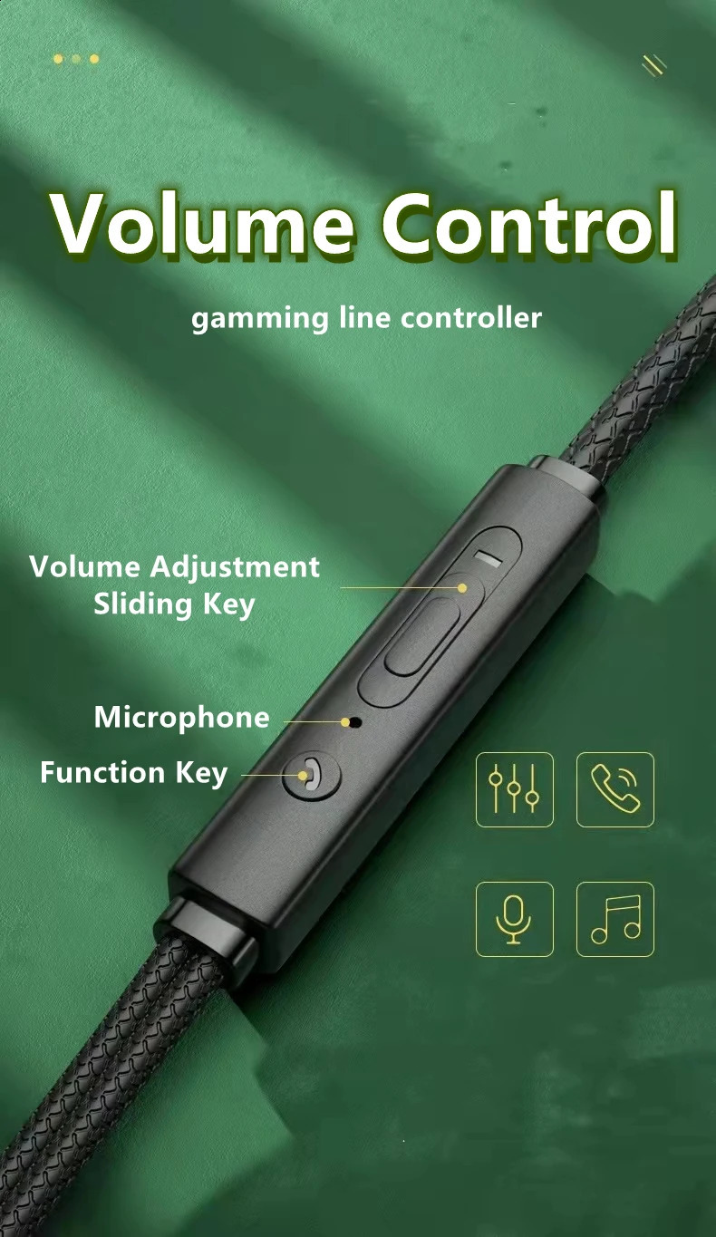 Telefon komórkowy słuchawki l Jack Magnetic Gamer Przewodowe słuchawki gier Zielony metalowy hiFi bas stereo 3,5 mm typu C do słuchawki do telefonu