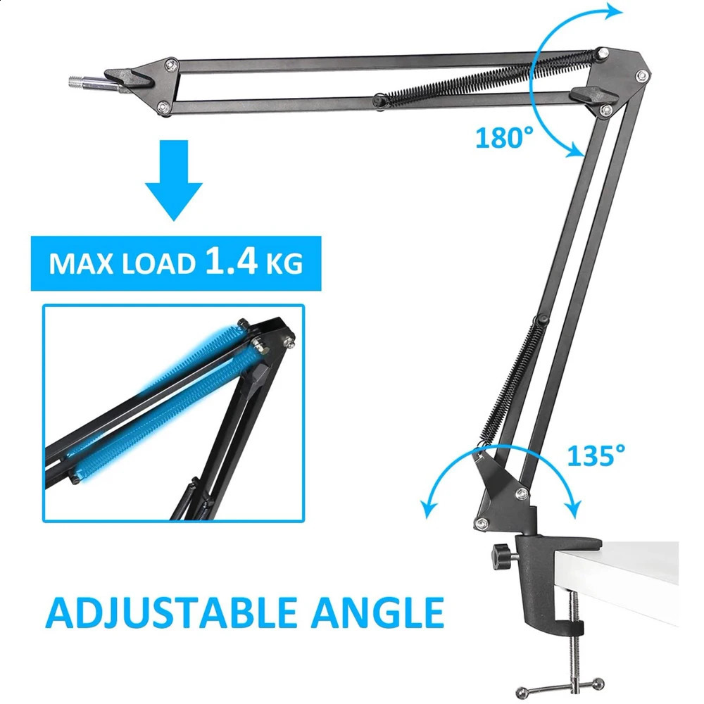 Belysningsstudiotillbehör Hyperx Quadcast Mic Stand Professional Justerbar saxmikrofonbomarm kompatibel med Hyperx Quadcast S -mikrofoner 231109