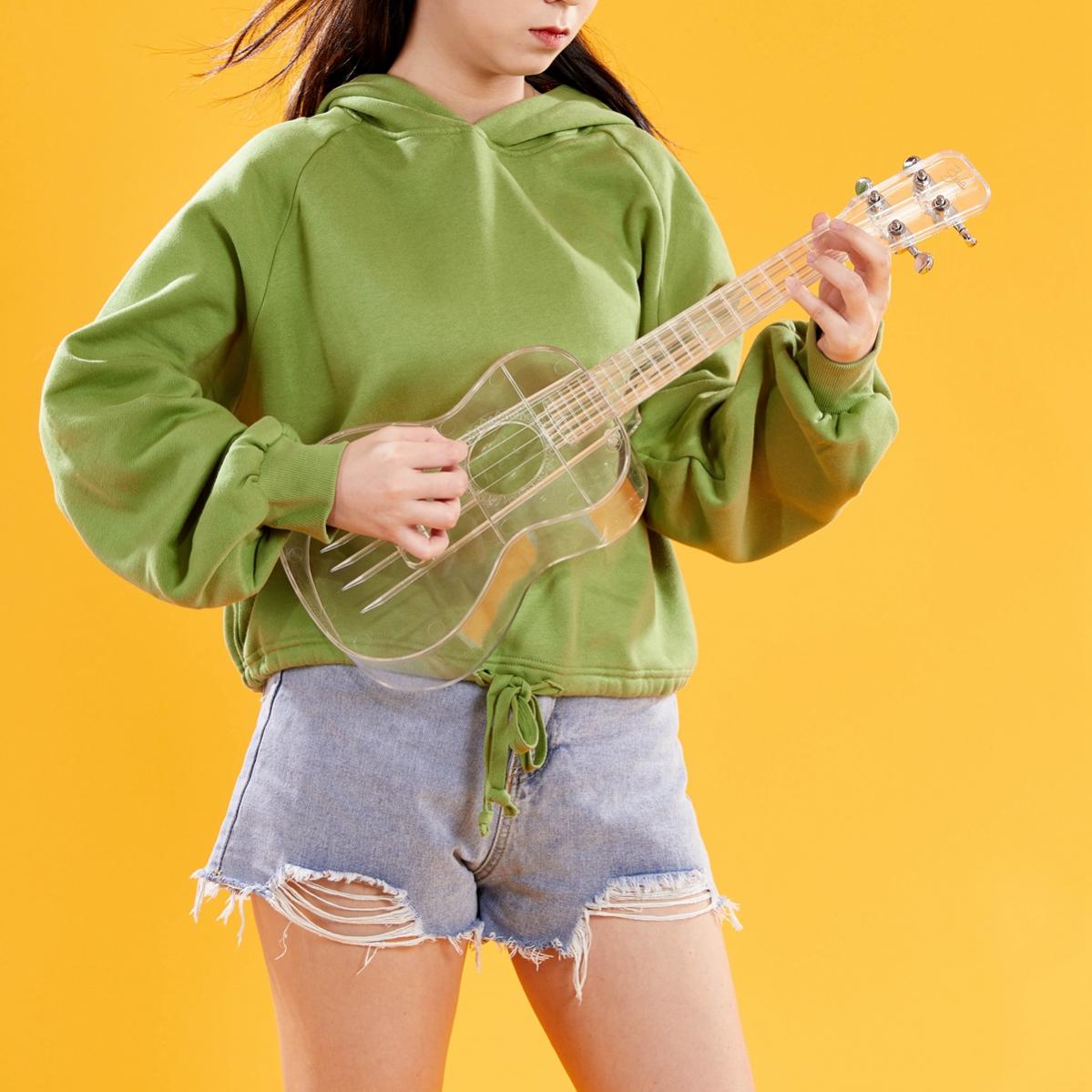 23 -calowy koncert ukulele przezroczysty PC Unibody Lekkie cukierki kolor 4 struny gitarę ukelele muzyczne prezenty dla dzieci
