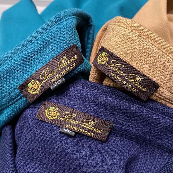 Polos da uomo Autunno Loro Piana Pullover a manica lunga a manica lunga blu navy khaki blu