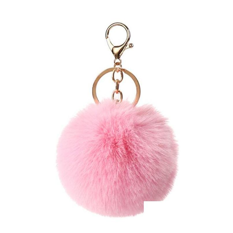 Klasyna smyczy 16 kolorów 8cm puszysty Faux Rabbit Fur Ball Kobiet Dziewczęce Torba szkoła samochodowa