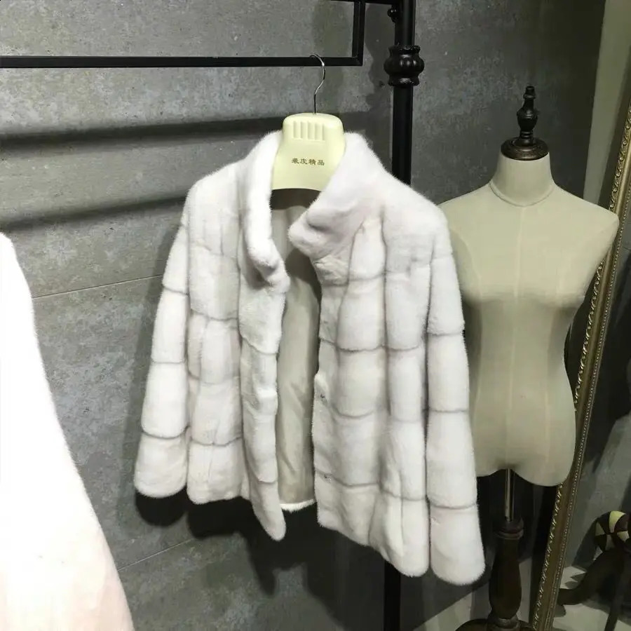 Women's Fur Faux Natural Mink Jacket Real Short Coat Fashion Warm Casual 231110