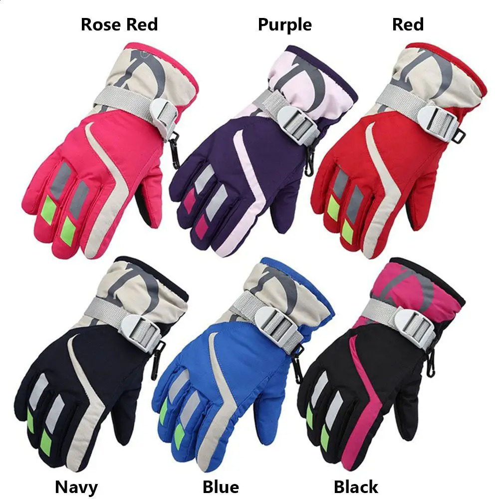 Ski Gloves Winter Kids Snowboard Nylon Non slip Children Boys Girls Waterproof Cycling Thermal Fleece Warm Snow 231109