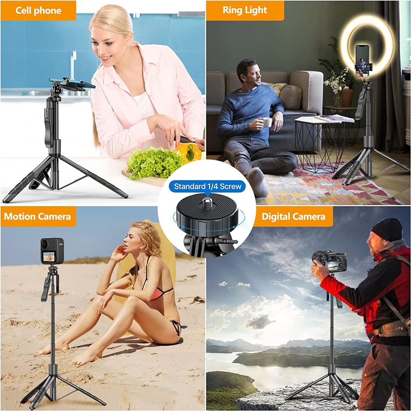 Wireless Selfie Stick Tripod Stand Foldable Balance Steady Shooting for Gopro Action Cameras Smartphones