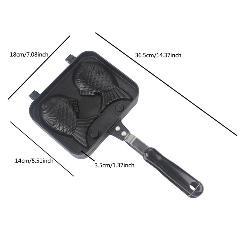 Utensílios de cozinha cozinha japonês taiyaki duplo peixe em forma de sobremesa waffle bolo fabricante pan panqueca fritar moldes 231109