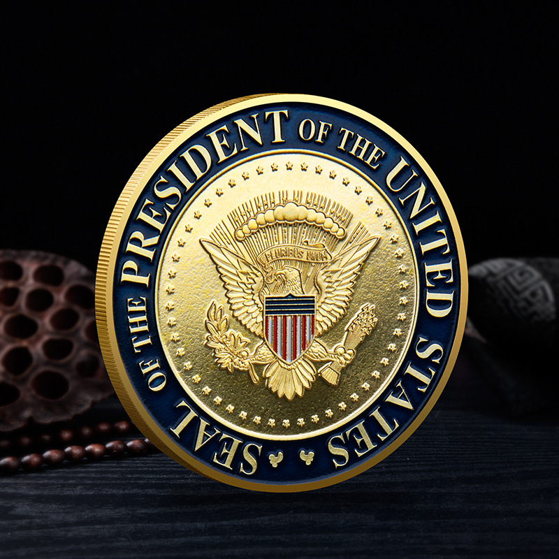 Arts and Crafts Gold coin White House Biden paint color gilded commemorative coin Foreign trade digital virtual coin