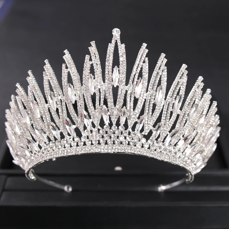 Fasce capelli Cristallo di lusso Colore oro Grande corona Tiara Regina Donne Concorso di bellezza Prom Corone Diademi Accessori gioielli da sposa capelli 231102