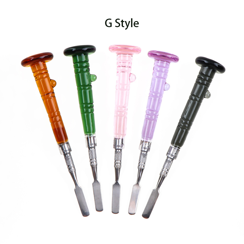 DHL Shipping 7 Styles Verre à fumer coloré et outils de dabber en acier inoxydable Vaporisateur Herbe sèche Dabbers Concentré d'ongles Daber Banger Outils