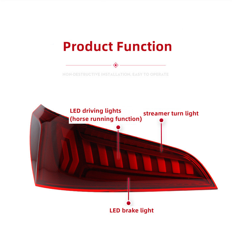 Fanale posteriore a LED auto AUDI Q5 2008-20 18 Fanali posteriori posteriori a LED DRL Luci in movimento Indicatori di direzione Freno Fendinebbia Montaggio