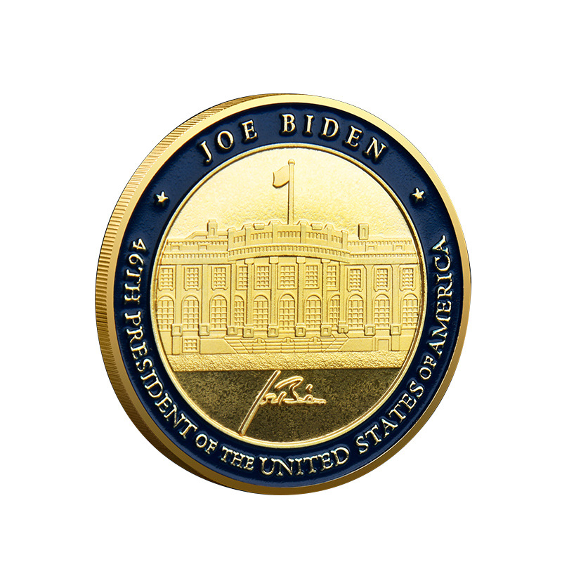 Arts and Crafts Gold coin White House Biden paint color gilded commemorative coin Foreign trade digital virtual coin