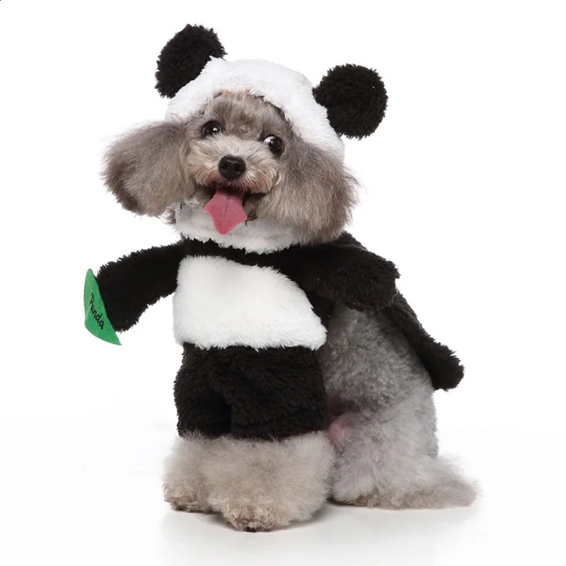 Dog Apparel Soft Halloween Panda Hat Caps Cute Clothes Set Autumn Winter Warm Pet Products Christmas Panda Puppy Dog Clothes Accessories 231109